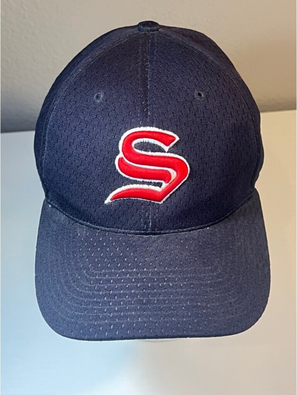 Vintage Richardson Pro Model 400SS Fitted Baseball Hat Navy Red S Logo
